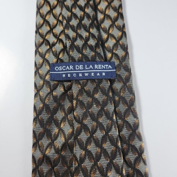 Oscar De La Renta Men's Necktie 100% Silk Made in USA Geometric Tie - Picture 7 of 9